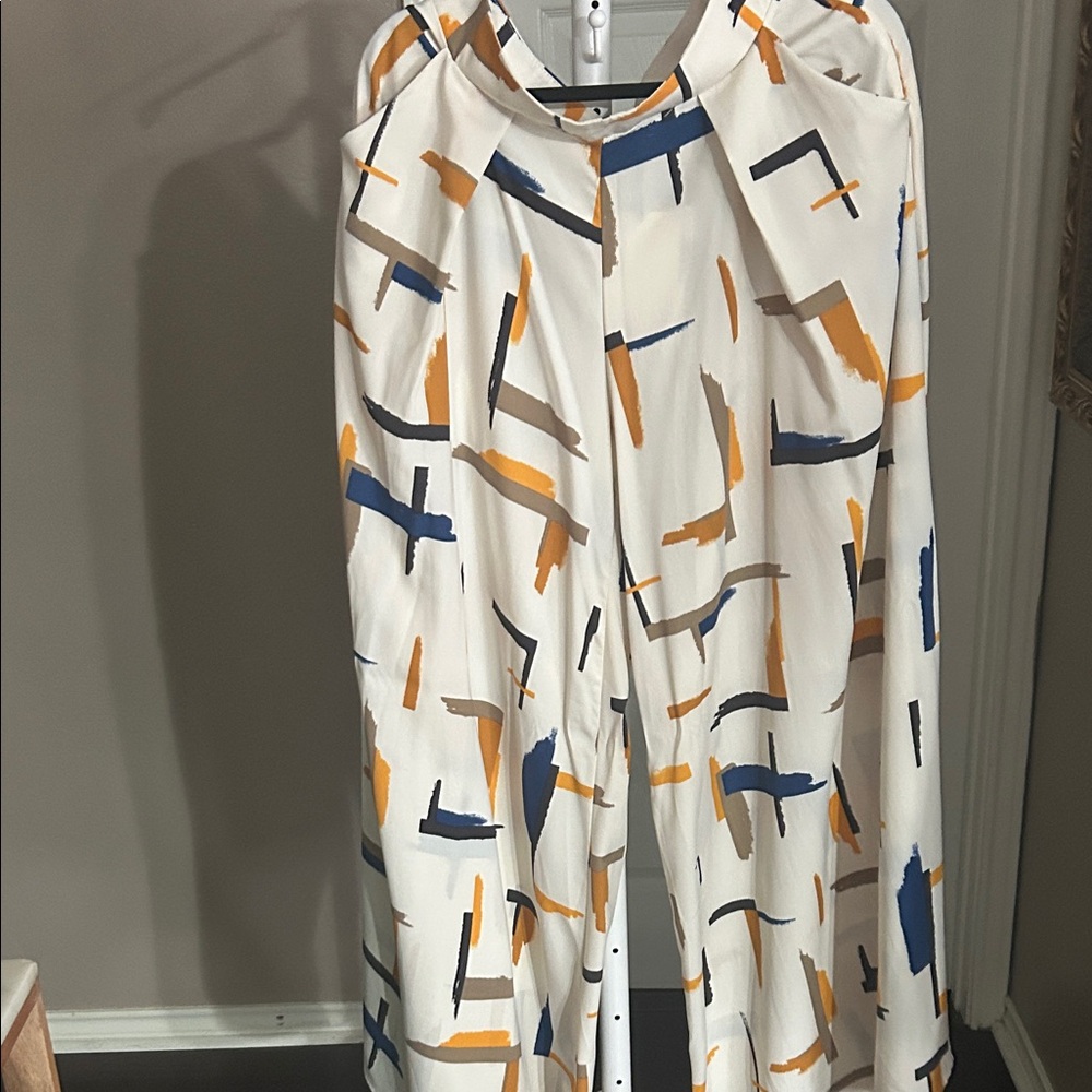 Chic Abstract Print Wide-Leg Trousers